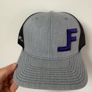 Men's Gray and Black Cap with Purple Emblem